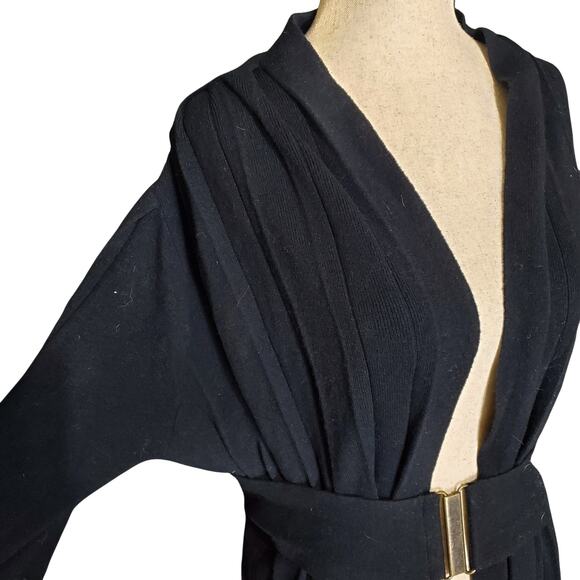 Anthropologie Moth Puckered And Pleated Navy Belted Cardigan - Medium - Picture 5 of 7